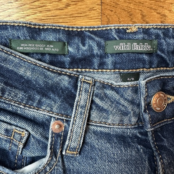 Women's Wild Fable Baggy Jeans 4 High Rise Medium Wash Distressed Ripped Denim - Picture 4 of 4